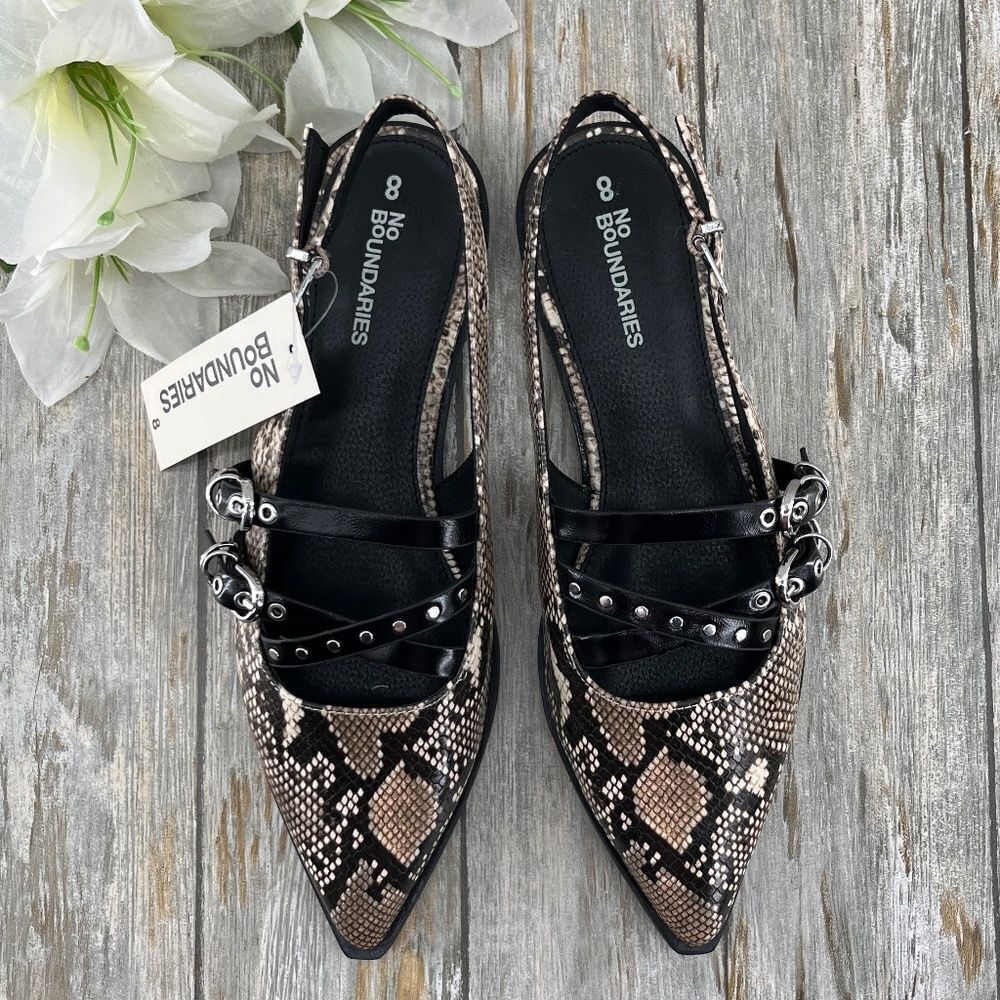 Women's Strappy Dressy Snakeskin Flats Shoes Size 8